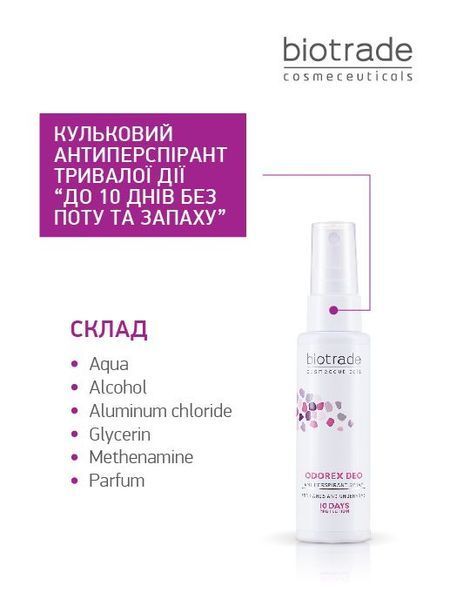 BIOTRADE ODOREX СПРЕЙ АНТИПЕРСПІРАНТ ДЛЯ ТІЛА ТРИВАЛОЇ ДІЇ 3800221841935_2009 фото